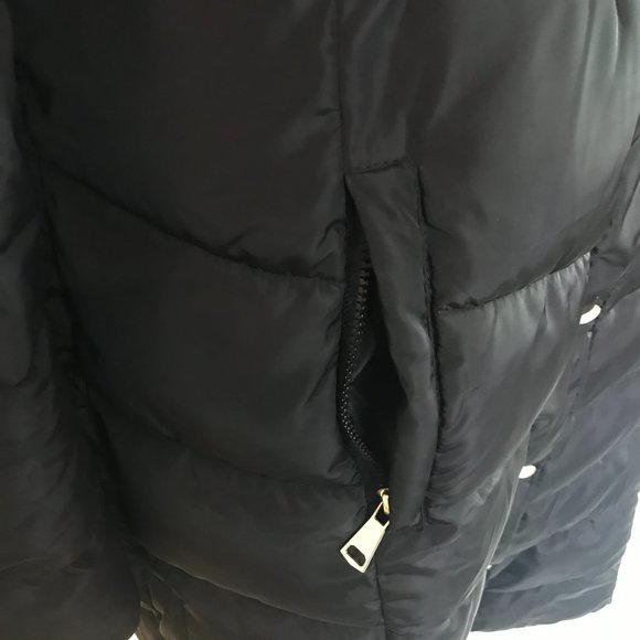 Cameo Rose Ladies Longline Puffer Coat Jacket Black Sz 12 Hooded Quilted Padded - Picture 8 of 14